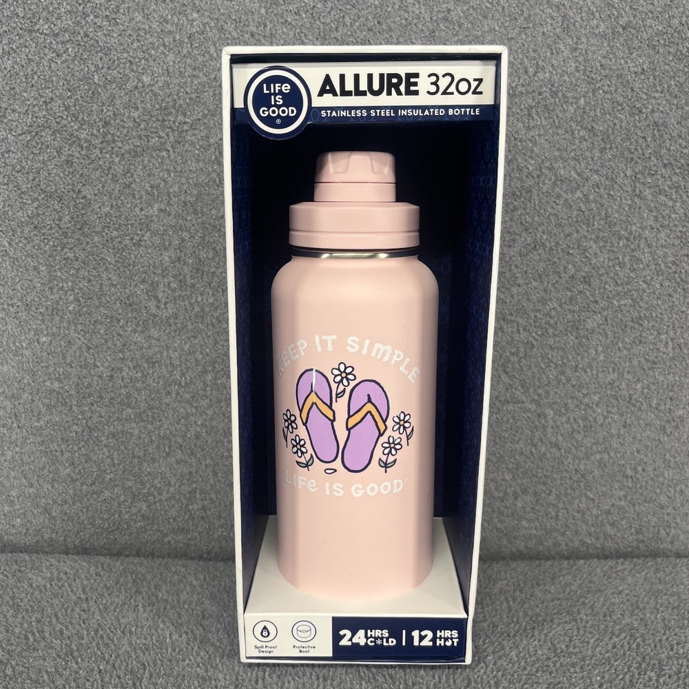Life Is Good Allure‎ 32 oz Stainless Steel Insulated Bottle Blossom Pink